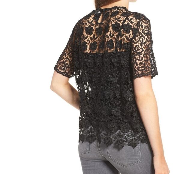SINCERELY JULES Black Jet Lace Blouse S - Picture 6 of 9